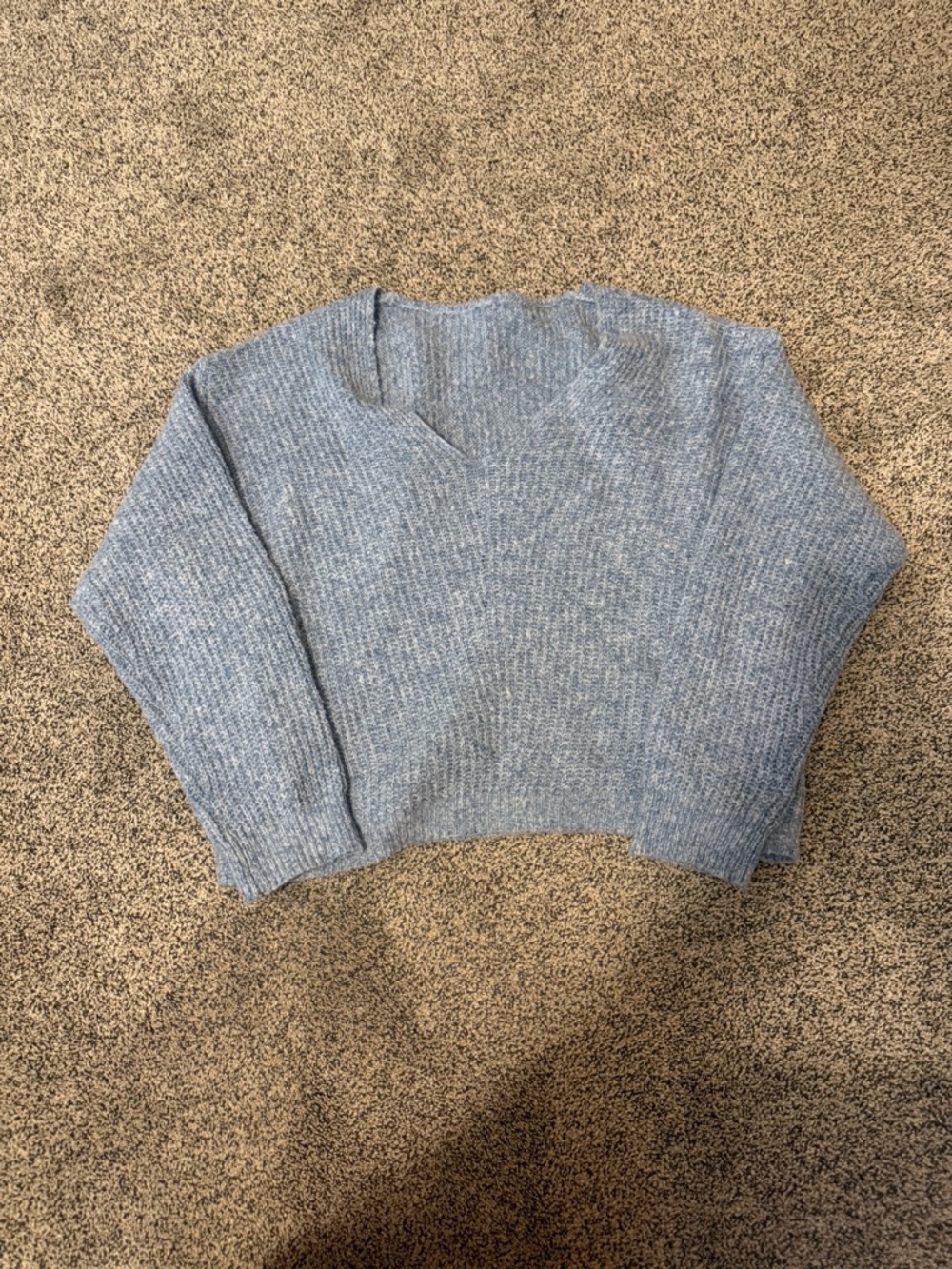 SHEIN Light Blue V-Neck Ribbed Knit Sweater